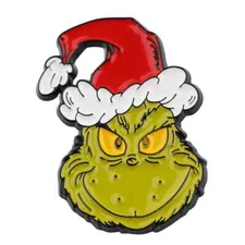 The Grinch Movie Character Face Christmas Santa Hat Enamel Metal Pin