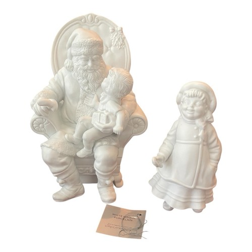 SANTA # 78417 WINTER SILHOUETTE DEPT 56 SANTA IN CHAIR AND A GIRL W/Box - Picture 3 of 11