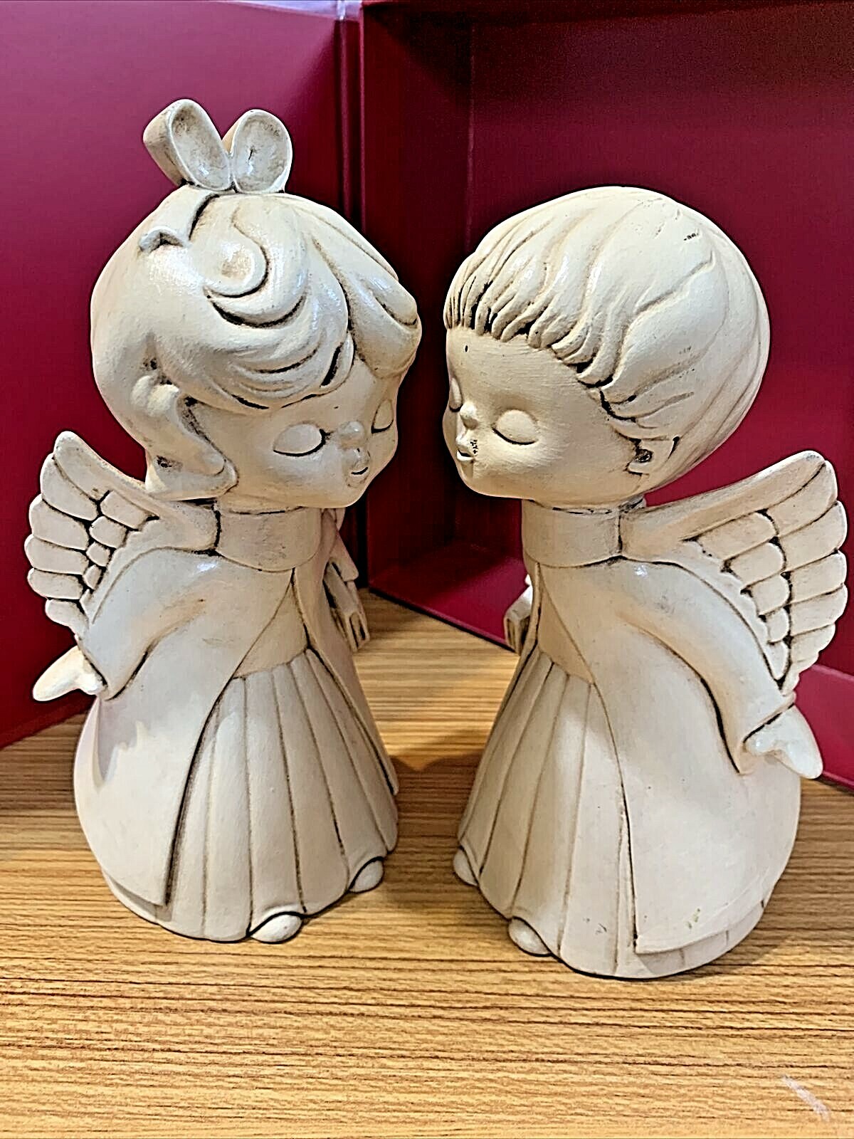 Vintage Pair of Large Ceramic Kissing Angels (See description) eBay