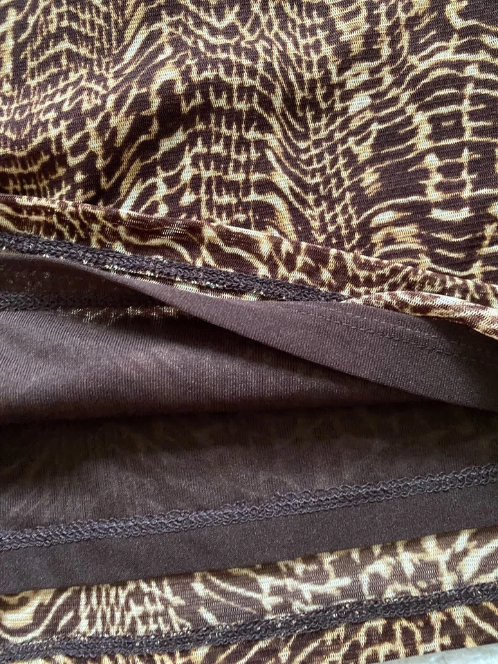 Blusa Liz Claiborne Mujer Piel de Serpiente Transparente Manga Corta Forrada Marrón Talla XL Foto 3 de 4