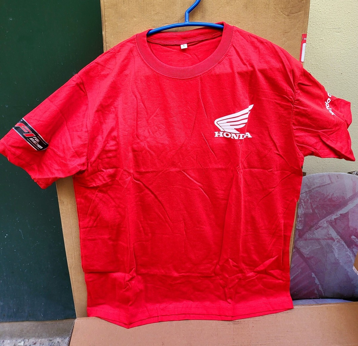 Tシャツ・カットソー HONDA MOTORCYCLE Original Wing logo Mesh Tshirt Red Honda Mens T-Shirt , Wing Logo Red , Size L,Motorcycle, Cars