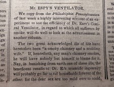 1842 Invention Of Conical Ventilator James Pollard Espy “Storm king” - Newspaper