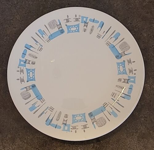 Vintage Royal China Blue Heaven 10" Dinner Plate - Set Of 5 - Atomic  MCM 1 Smal - Picture 1 of 13