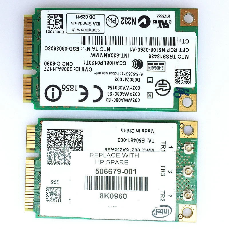 Scheda Wireless Intel WiFi Link 5300 533ANMMW 802.11n Mini PCIe Per Dell Latitude D630/D620/D830/D820