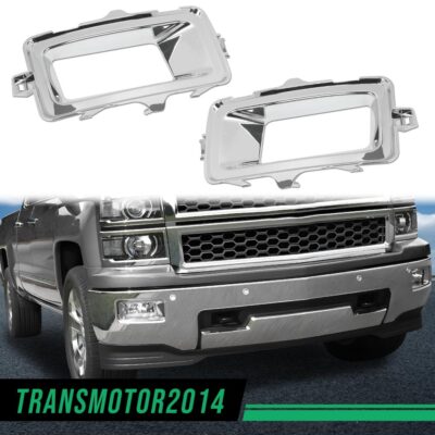 1Pair Fog Light Trims Set Chrome LH & RH Fit For 2014-2015 Chevy Silverado 1500