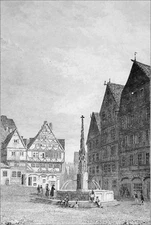 WURTEMBERG- MARKET PLACE at ULM in the 19th century -Engraving from 19th century