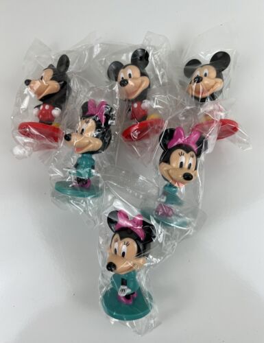 Sealed Set Of 6 Mickey Mouse & Minnie Mouse Cake Toppers Party Cupcake Toppers
