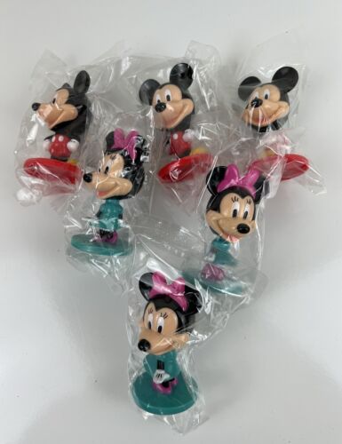 Sealed Set Of 6 Mickey Mouse & Minnie Mouse Cake Toppers Party Cupcake Toppers - Picture 1 of 6