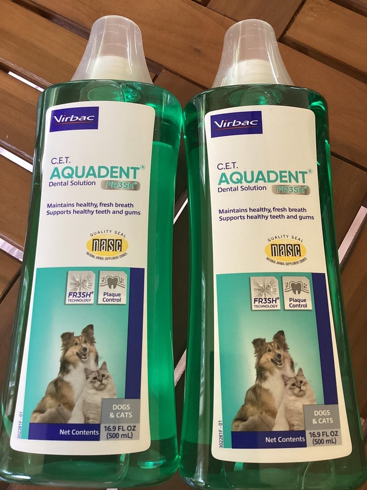 2x PACK Virbac C.E.T Aquadent Dental Solution for Dogs and Cats (500 ml