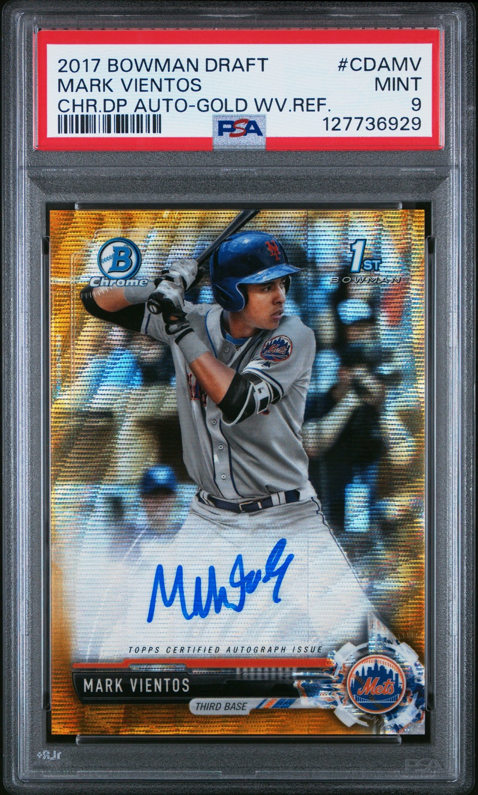 2017 BOWMAN DRAFT CHROME DRAFT PICKS AUTOS #CDAMV MARK VIENTOS 50/50 PSA 9 AUTO