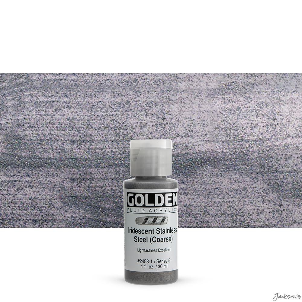 Golden Fluid Acrylic Paint Iridescent Stainless Steel Coarse 30ml For Art Craft