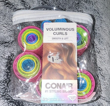 Conair Voluminous Curls Self-Grip Hair Rollers Assorted Sizes, Reusable Bag