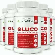 Hemonexa Gluco Capsules, Hemo Nexa Blood Optimizer for Overall Health - 5 Pack