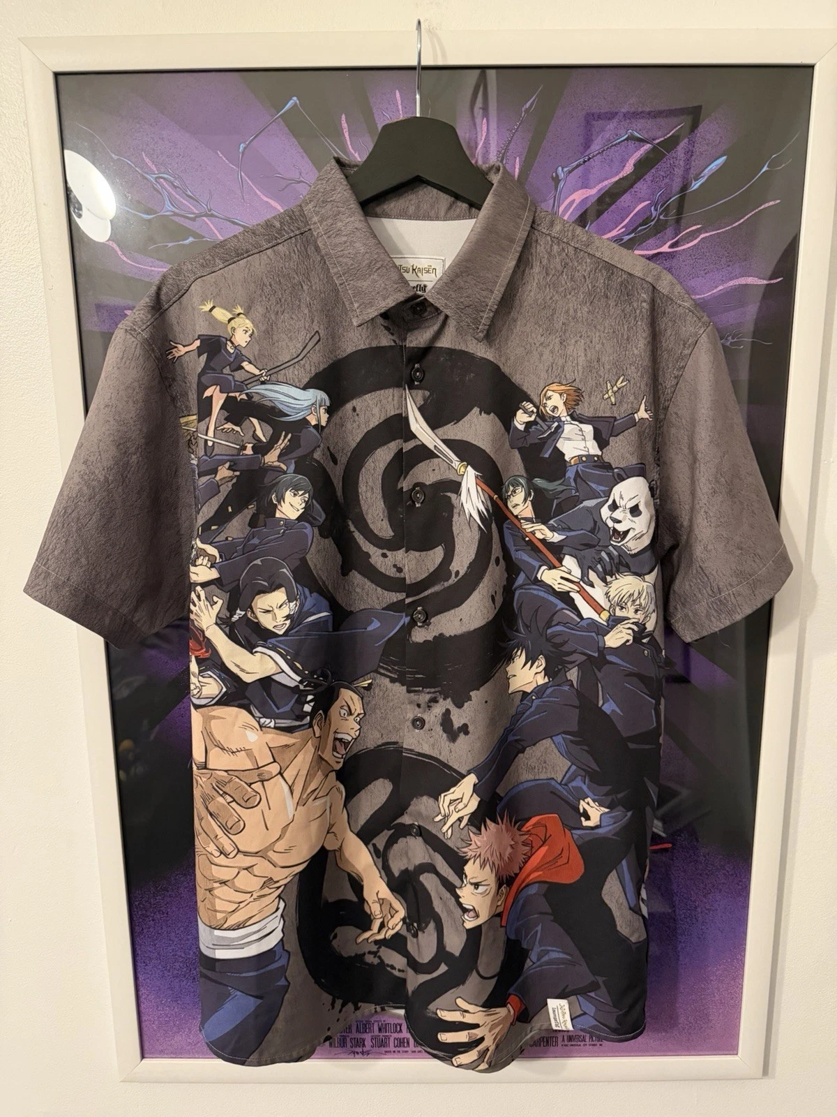 Loungefly Jujutsu Kaisen Sorcerer Battle Camp Graphic Print Button Shirt Sz S