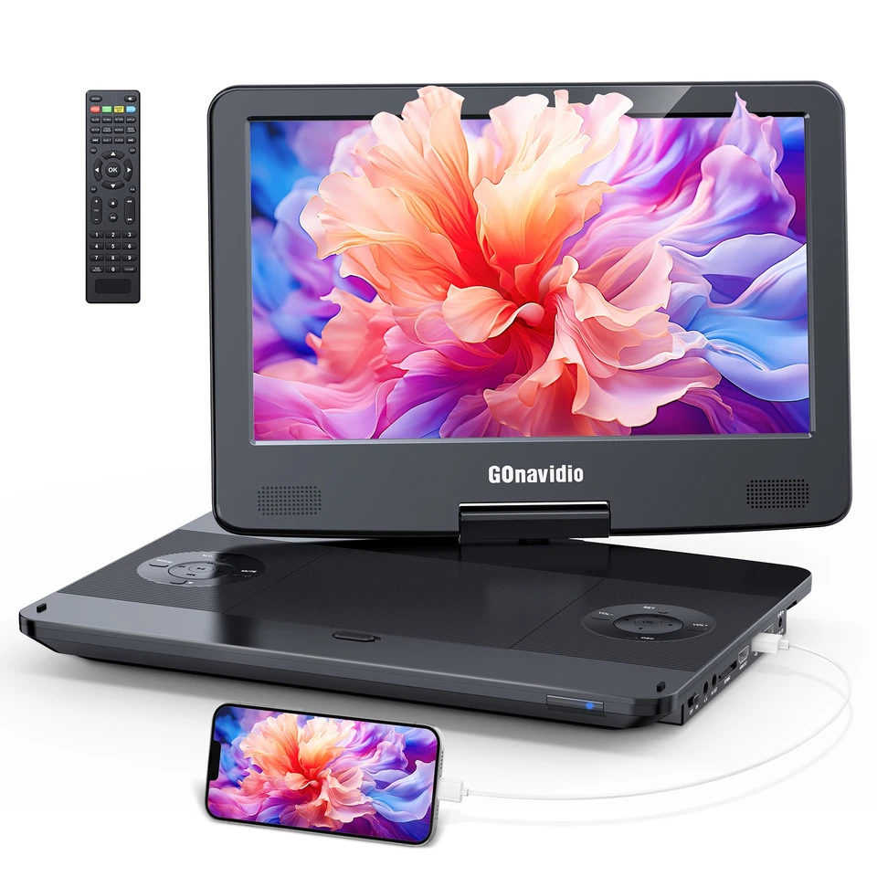 15.6" Portable Blu Ray DVD Player w/ 13.3'' Sync Screen Rechargeable USB HDMI AV - Image 2 of 4