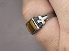 Unusual Cross Design Vintage 925 Silver Tigers Eye Dainty Ring Size L