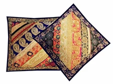 33% Off set of 2 pc Square 16x16" Pillow Patchwork Vintage Handmade Decor Cotton