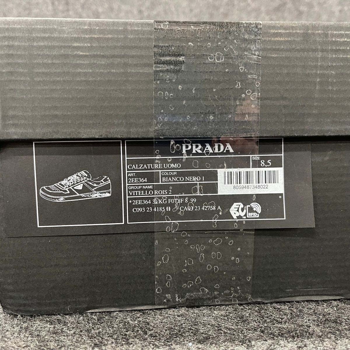 PRADA Downtown Lace-Up Sneakers Men's Size 8.5 Black/White image 7