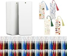 100 Paper Blank Bookmarks with Colorful Tassels &ndash; DIY Bookmark Making Kit,
