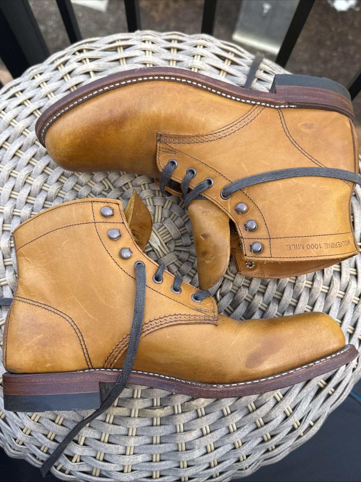 Wolverine 1000 Mile Mens Boots Size 7 D Plain Toe Tan Casual USA Made