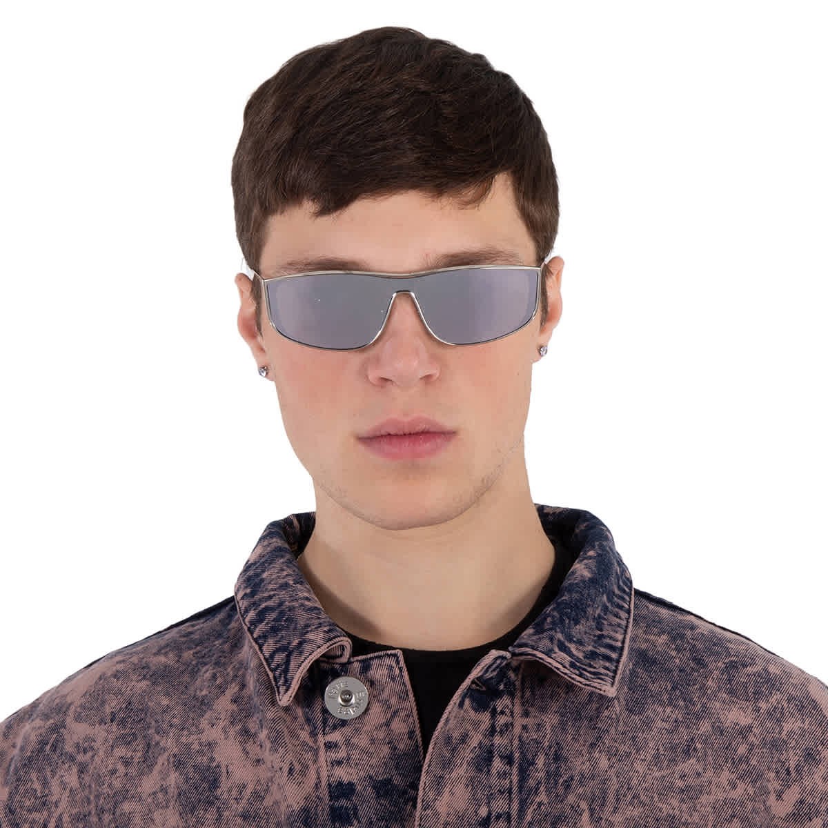 Occhiali da sole unisex Saint Laurent Silver Shield SL 605 LUNA 003 135 SL 605 LUNA