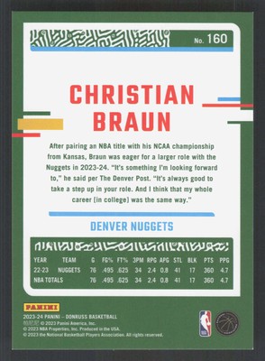 2023-24 Donruss #160 Christian Braun Choice Gold #/10 | eBay