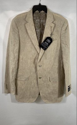 Joseph Abboud Men's Beige 100% Linen Slim Fit 2-Button Blazer Jacket Sz 42L NWT