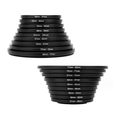 18 Pcs Filter Ring Adapter Set Lens Metal Stepping Rings Step Up Down Lenses