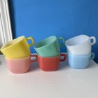 6 Vtg Mckee Pastel 1960s Square Glasbake Coffee/ Soup Cups/Mugs