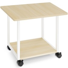 Large 2-Tier Rolling Printer Stand with Wheels for Home Office, Maple
