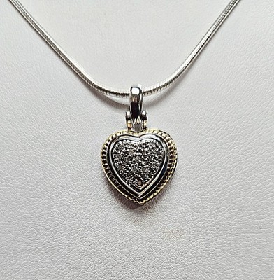 925 Silber/14k Diamant Herz Anhänger