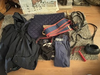 Job lot equestrian saddle pad boots roller coat chiffney breeches top etc