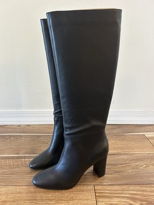 NEW IN BOX KARL LAGERFELD Vani Black Leather Heeled Boots KL445655 Women's Sz 8