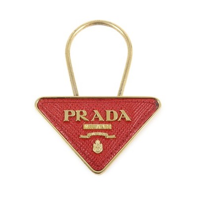 PRADA トライアングルキーリングサファイアーノレッド PRADA Triangle Logo Saffiano Leather Metal Bag Charm Red 1PP301