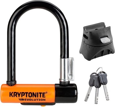 Bike U Lock Heavy Duty 13mm Steel Shackle Kryptonite Evolution Mini Mini-5 Keys