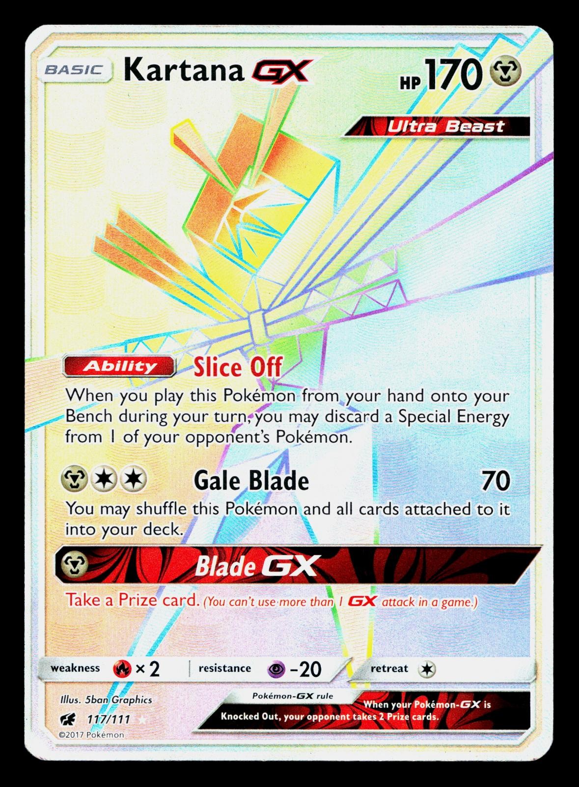 Kartana GX 117/111 Rainbow Rare Crimson Invasion Pokemon Holo Near Mint