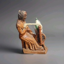 ANTIGUO 1900 Alemania/Francia Selva Negra Madera Tallada a Mano Mujer Lana Giratoria