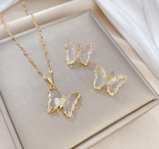 Butterfly Gold Necklace and Earrings Set