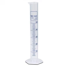 50ml Graduated Cylinder, PP, Printed Graduations, Karter Sci 251Y2 (Single)