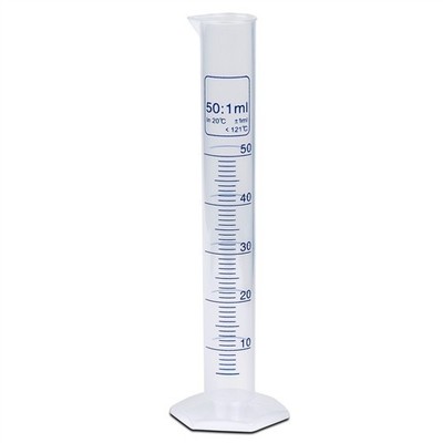 50ml Graduated Cylinder, PP, Printed Graduations, Karter Sci 251Y2 (Single)