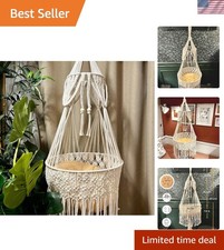 Boho Cat Hammock - Elegant Macrame Bed for Lounging and Sleeping Up to 33 lbs