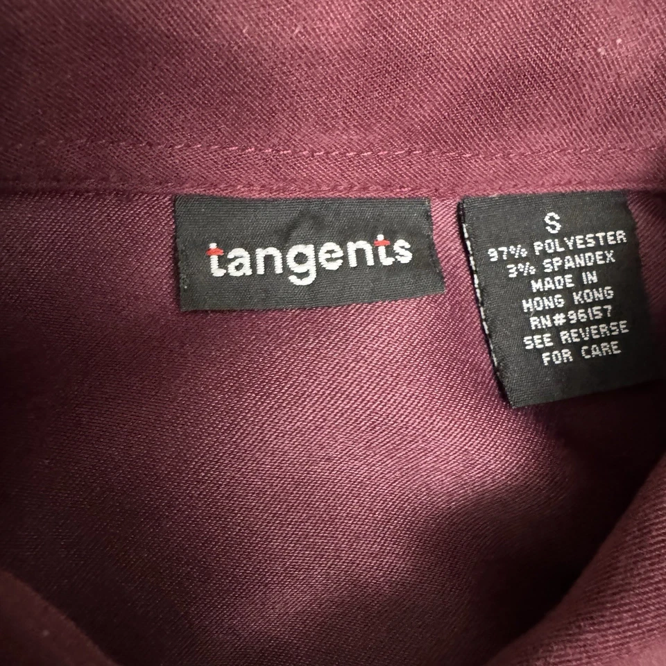 Tangents Women’s Long Sleeve Button Down Burgundy Casual Velvety - Image 4 of 4