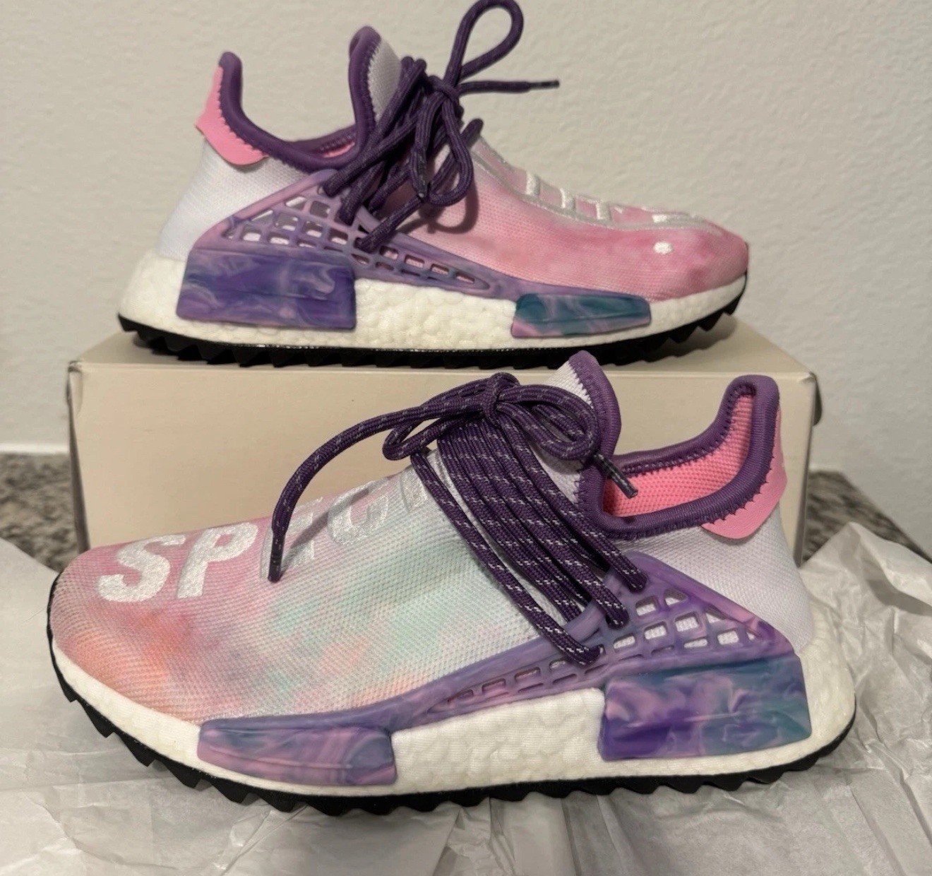Adidas Human Race  Pharrell x  NMD Trail Men 5   Women 6.5  ‘HOLI FESTIVAL UNSX