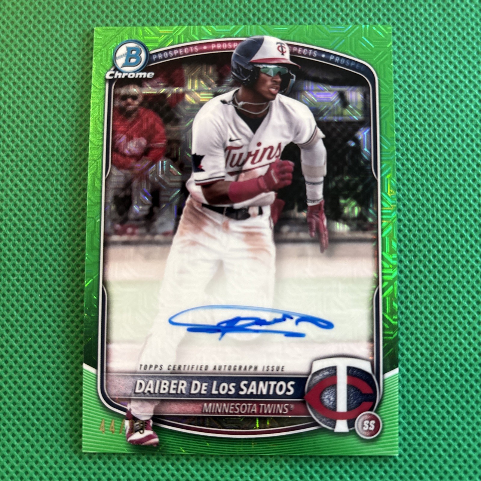 2025 Bowman Chrome Mega #BMA-DD Daiber De Los Santos /99 Green Mojo Auto Twins