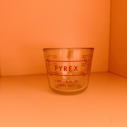 Vintage Antique Pyrex One Cup Dry Measuring Glassware Red Letters Used