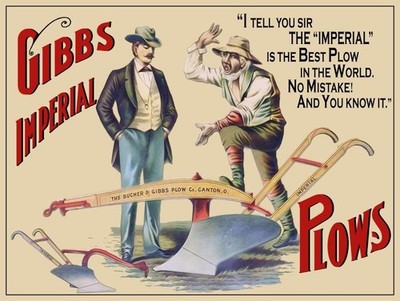 Bucher & GIBBS Imperial Plow of Canton, OhiO NEW METAL SIGN: 9x12'' Free Ship