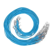 20 Pcs 16"x0.08" Necklace Cord Waxed Leather Necklace String Rope Lake Blue