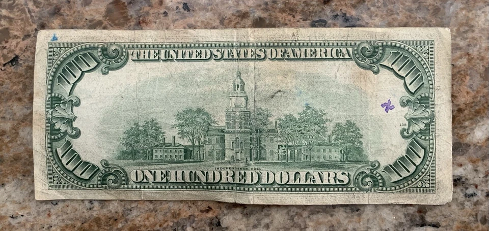 1950 E $100 Dollar Bill # L 12086710 A - Image 2 of 2