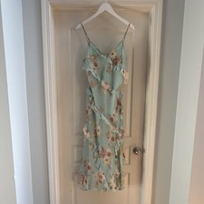 A New Day Floral Ruffle Maxi Dress Sleeveless Mint Pink M Lightweight Lined