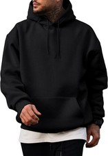 Mens Casual Pullover Hoodie Lightweight Cotton Fleece Sweatshirt with Pocket